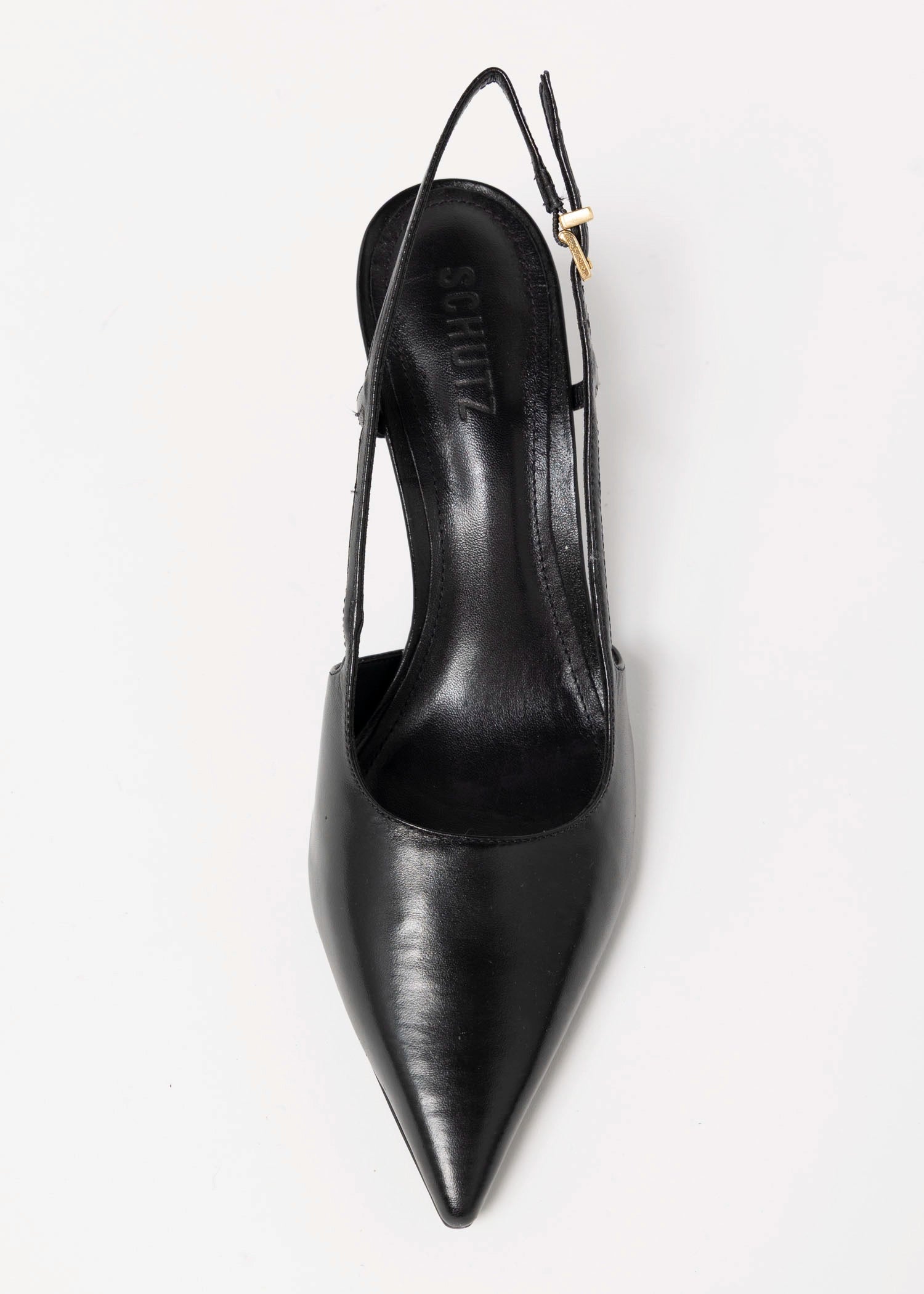 swatch_Black Leather schutz boris mid heel slingback pump