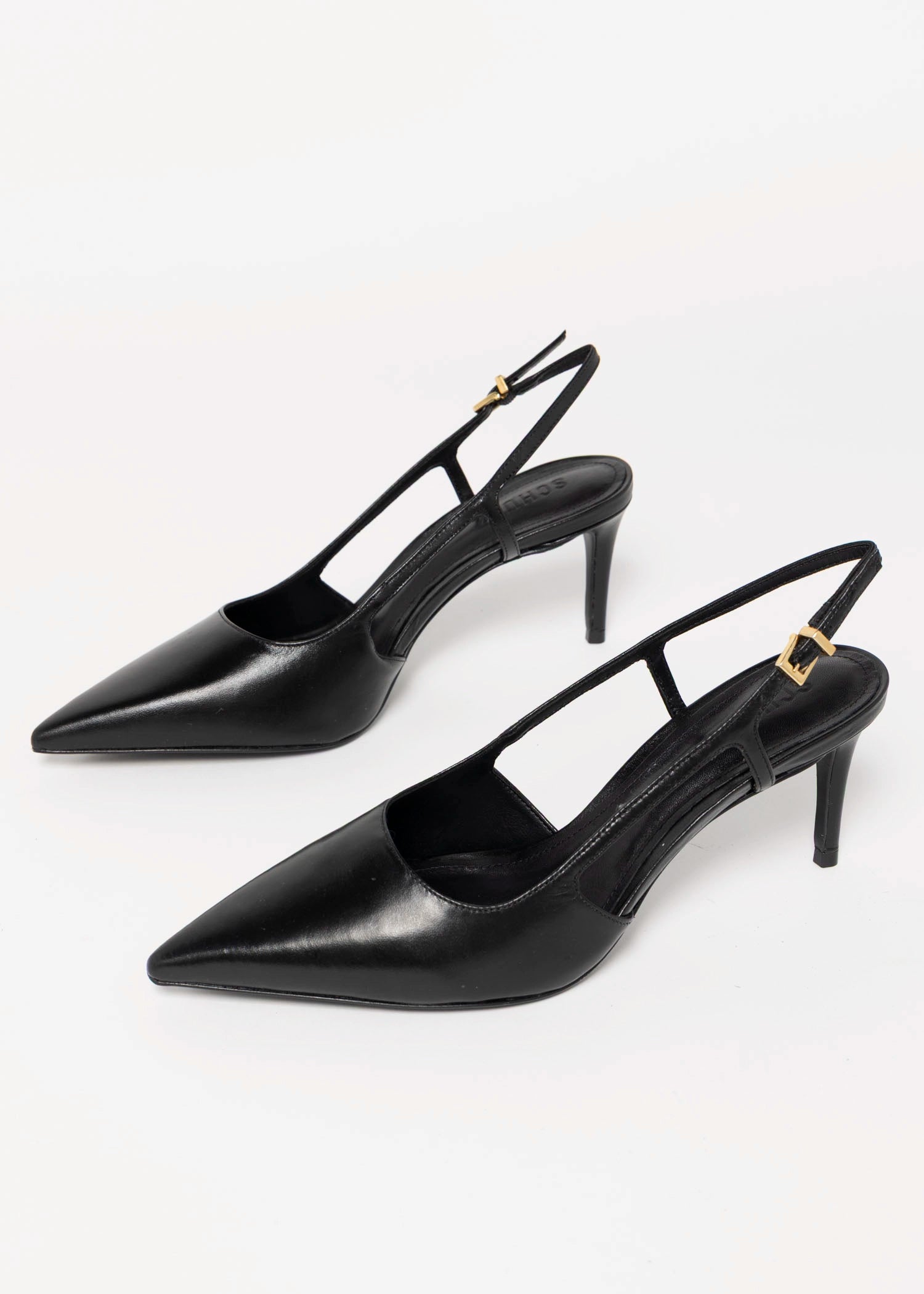 swatch_Black Leather schutz boris mid heel slingback pump