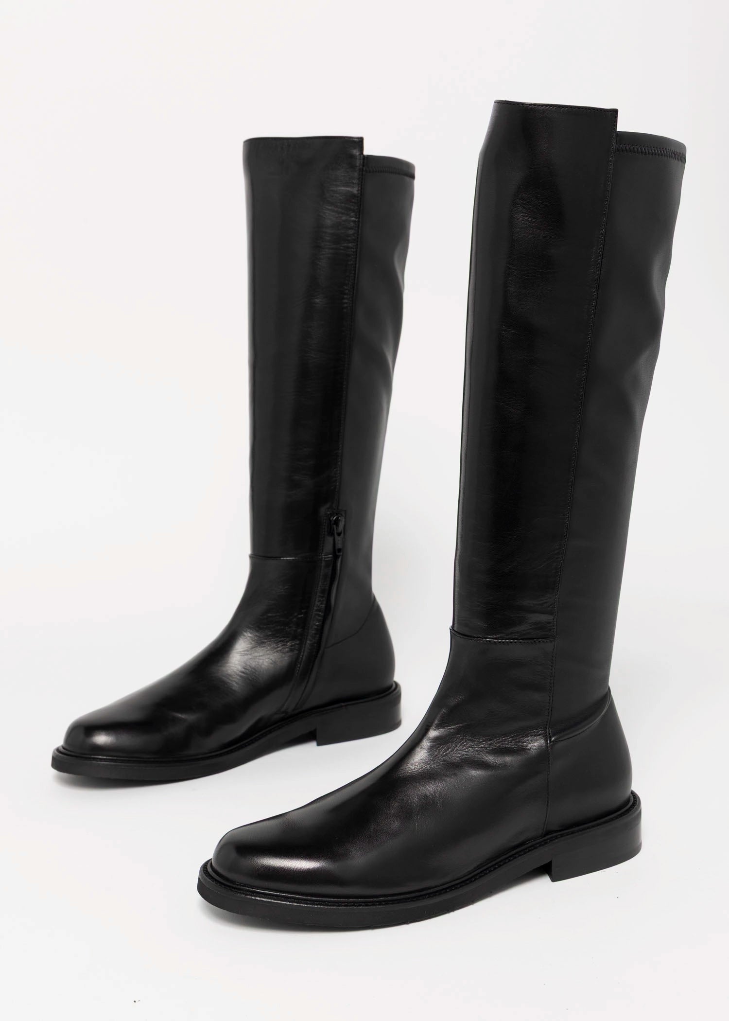 swatch_Black Leather mara bini tall leather riding boot