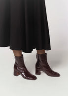 swatch_Brown Patent leather ankle boot