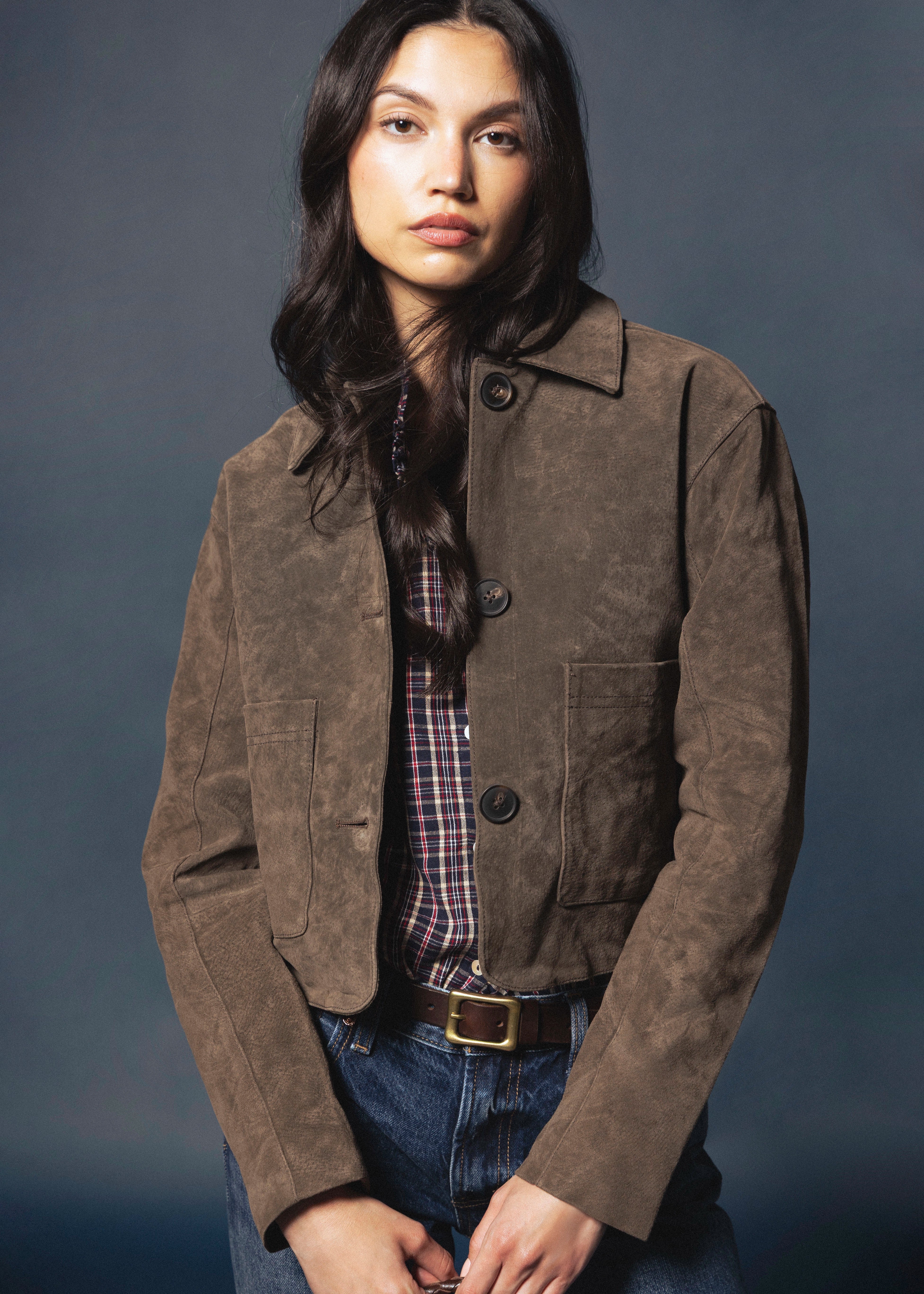 swatch_Brown blank nyc black coffee cropped suede jacket