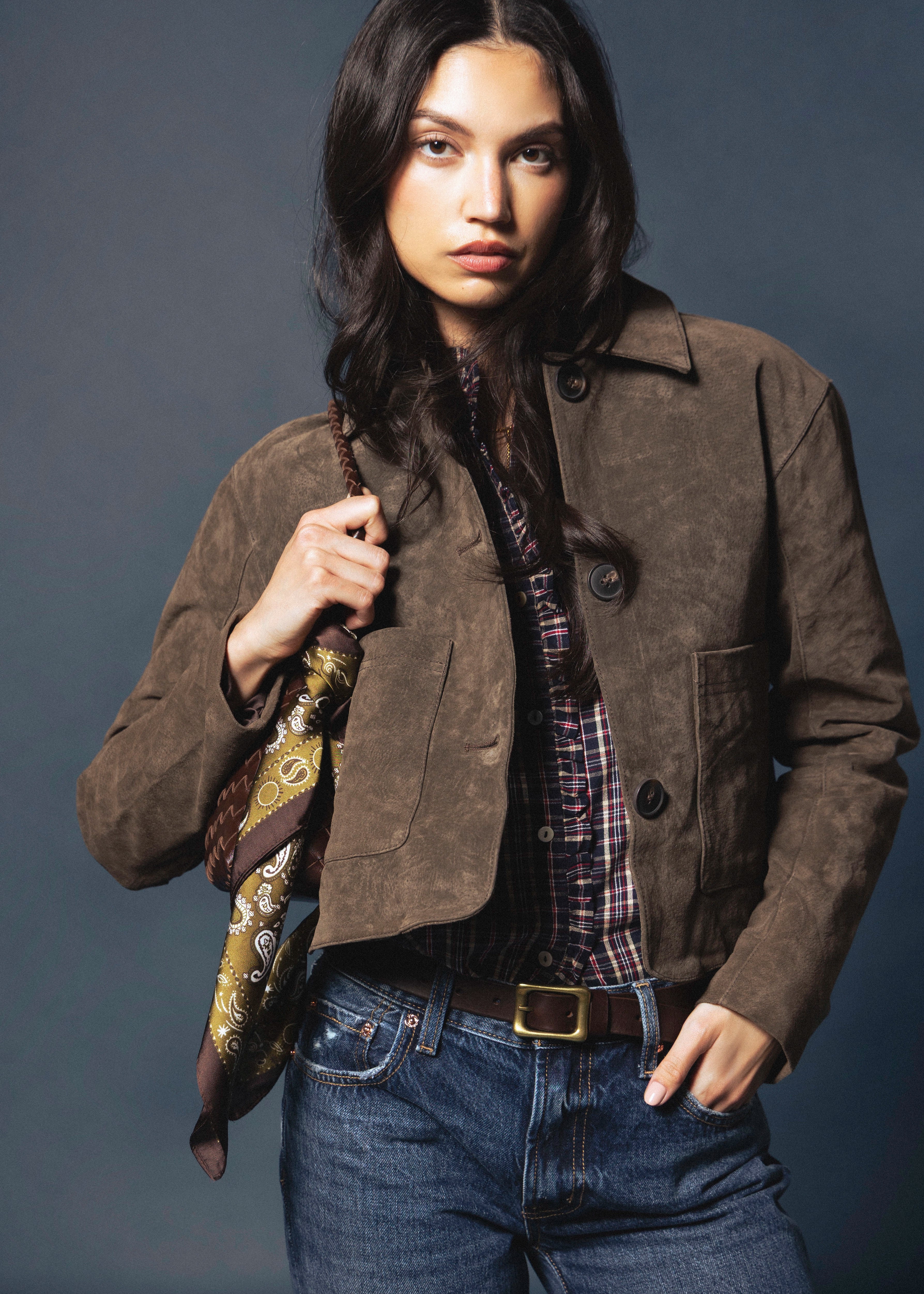 swatch_Brown blank nyc black coffee cropped suede jacket