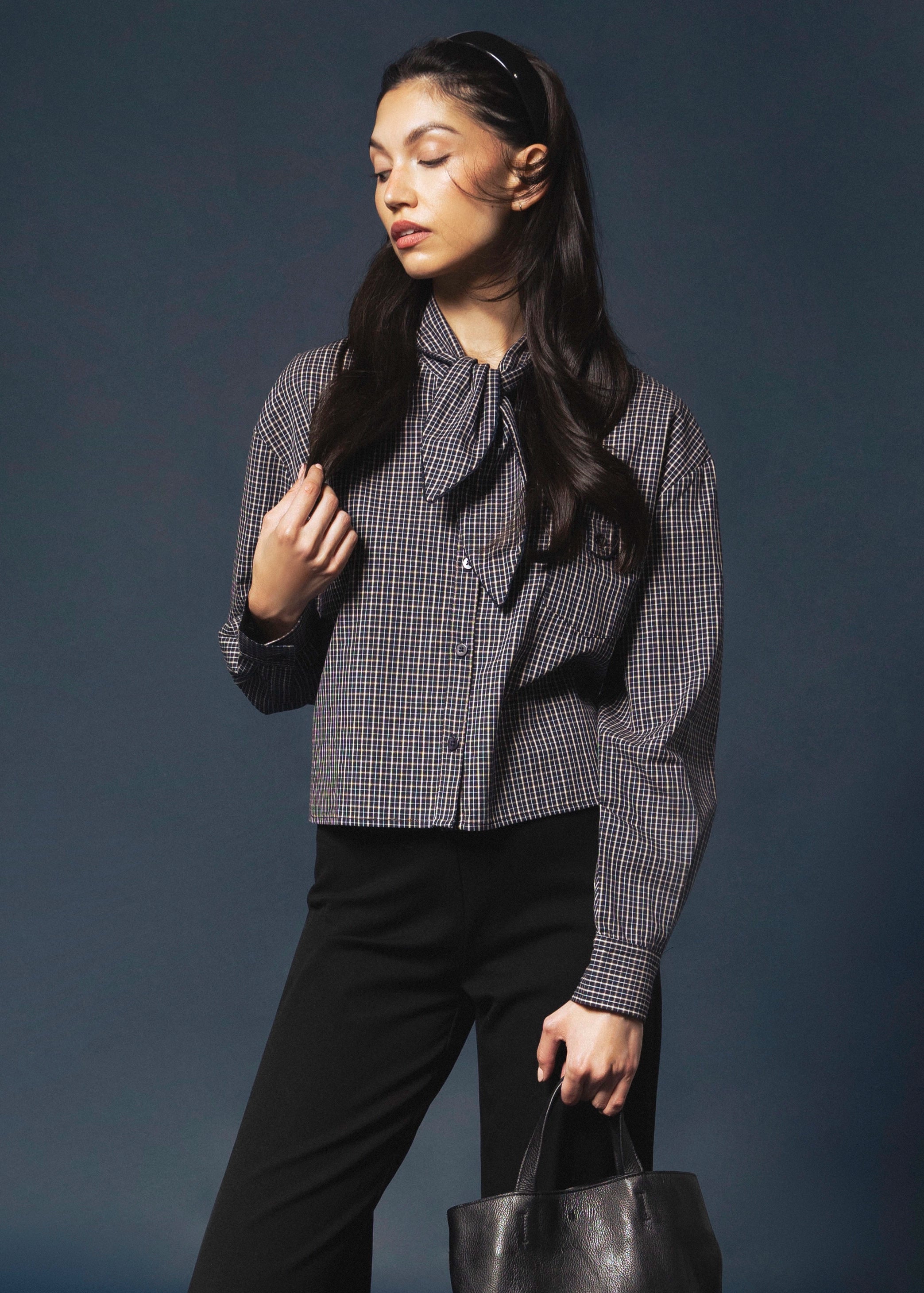 swatch_Navy greylin honey check button down shirt