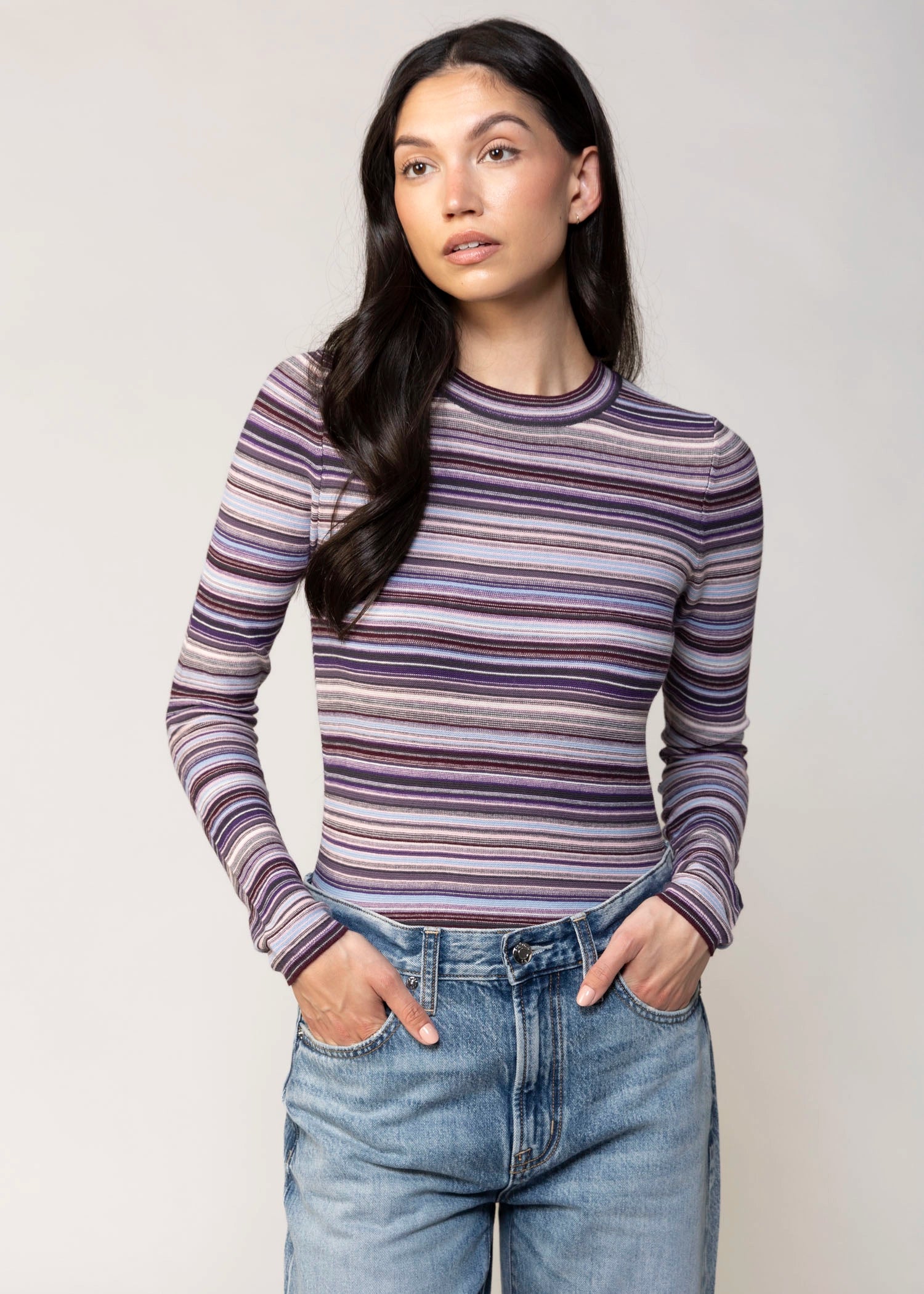 swatch_Purple Multi pistola madison crewneck striped sweater