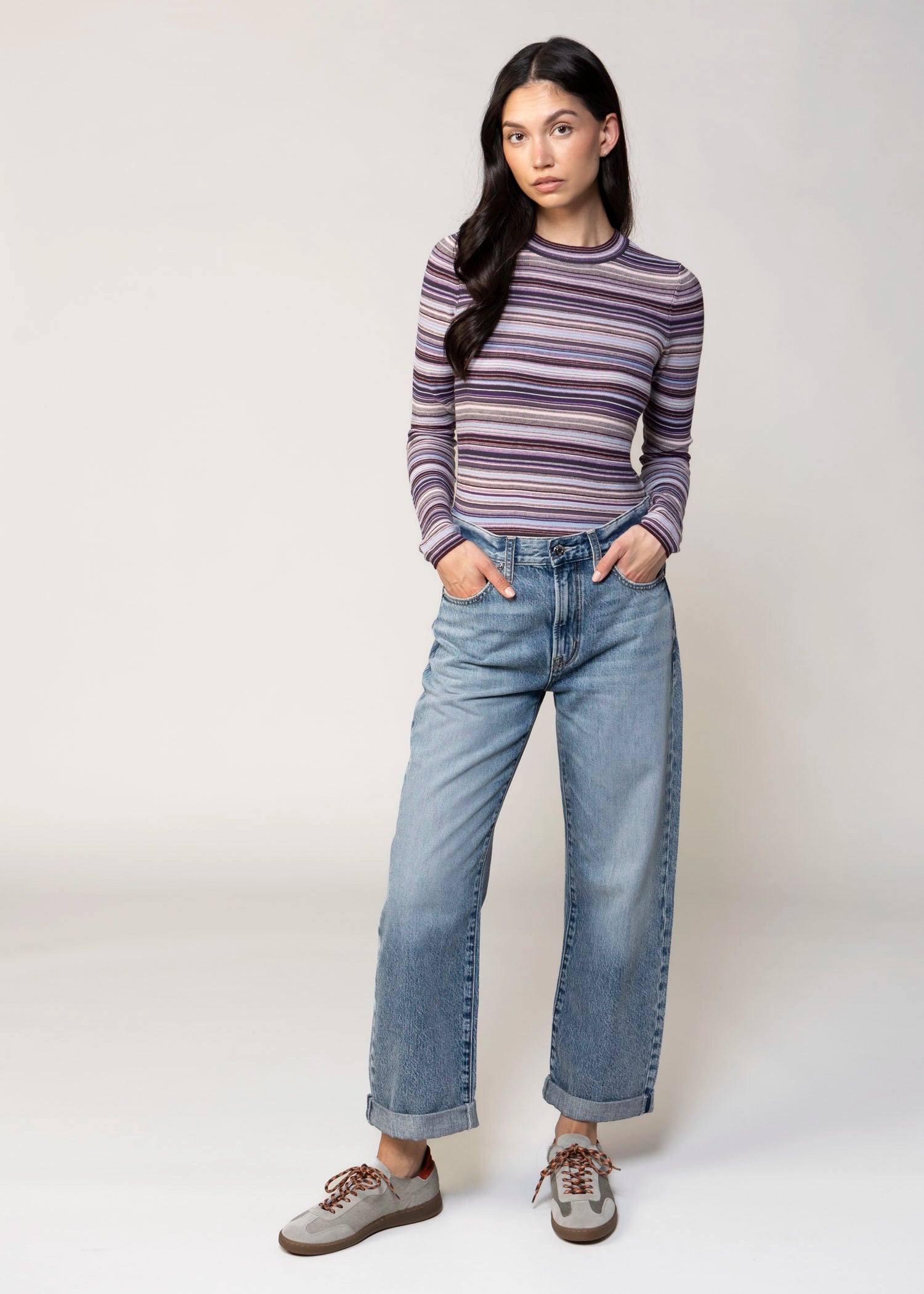 swatch_Purple Multi pistola madison crewneck striped sweater