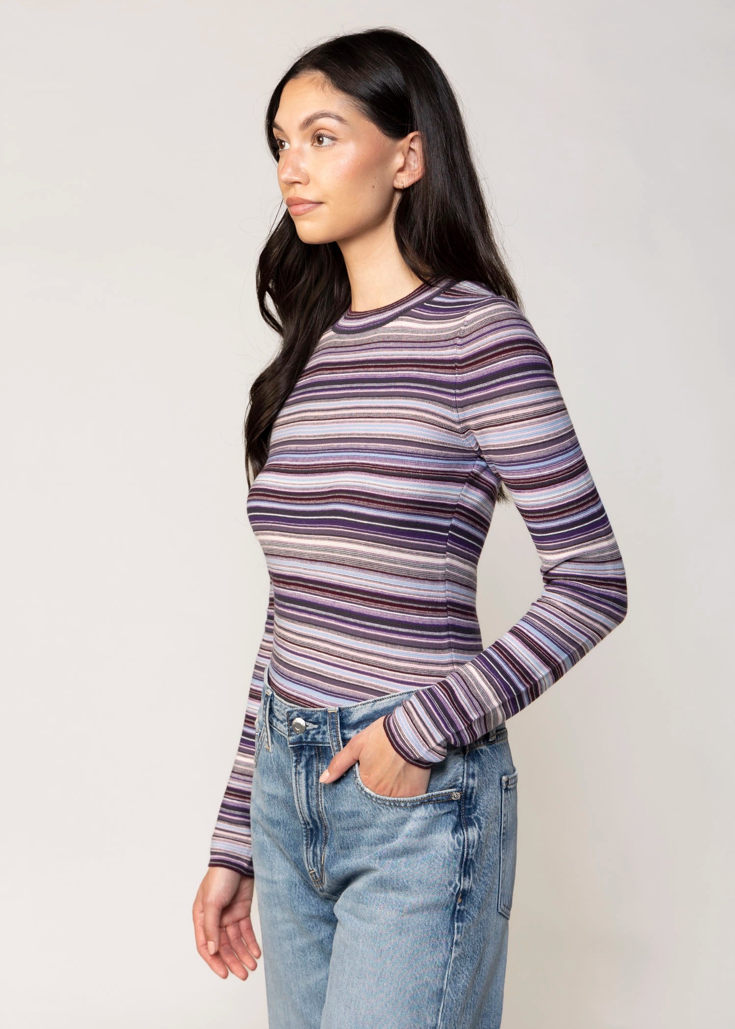 swatch_Purple Multi pistola madison crewneck striped sweater