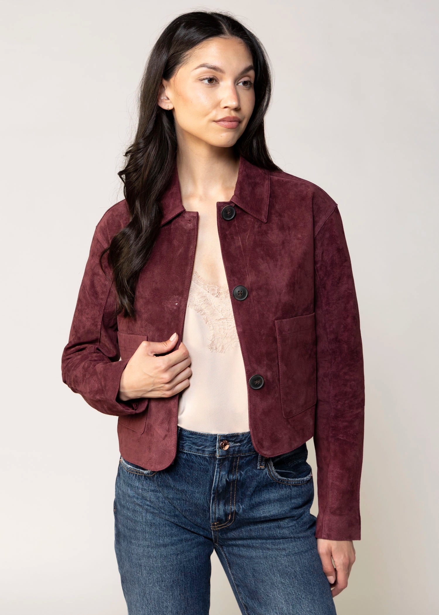 Wine O'Clock Suede Jacket