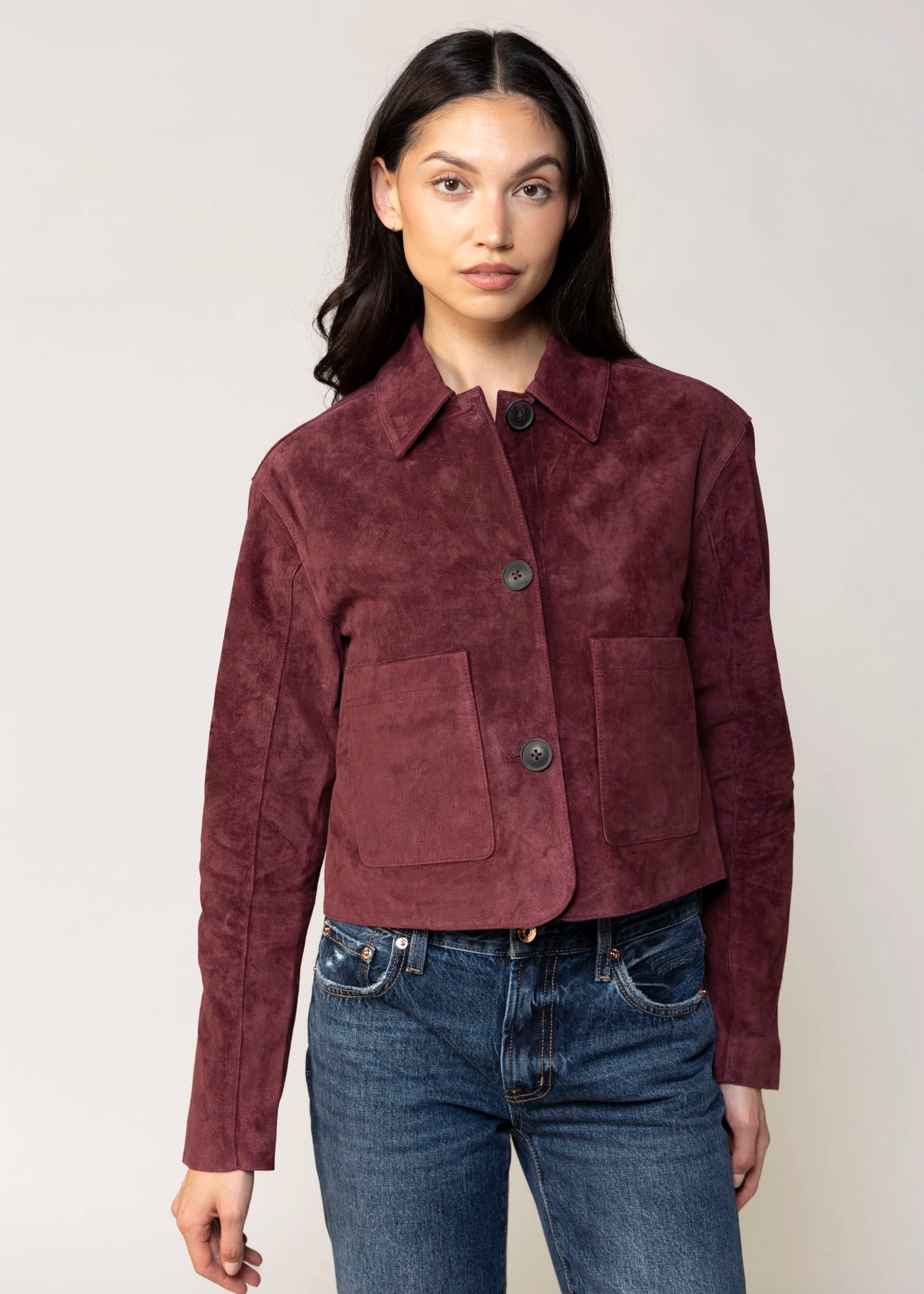 swatch_Wine blank nyc suede cropped jacket