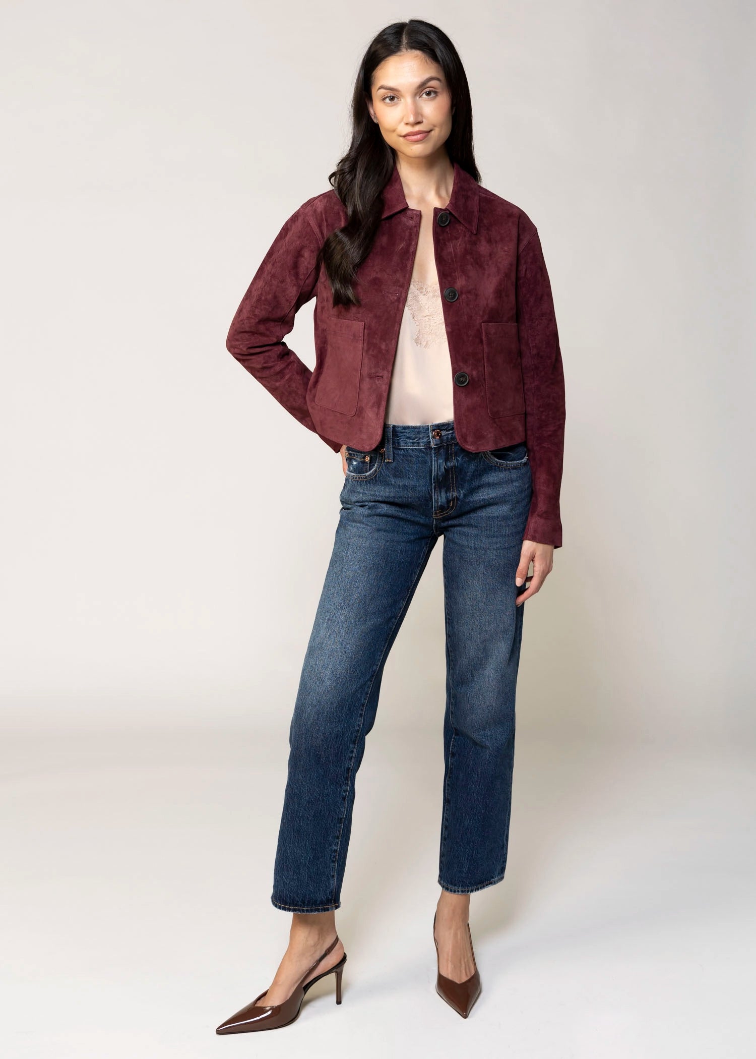 swatch_Wine blank nyc suede cropped jacket