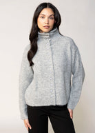 swatch_Grey high neck button front cardigan
