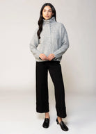 swatch_Grey high neck button front cardigan