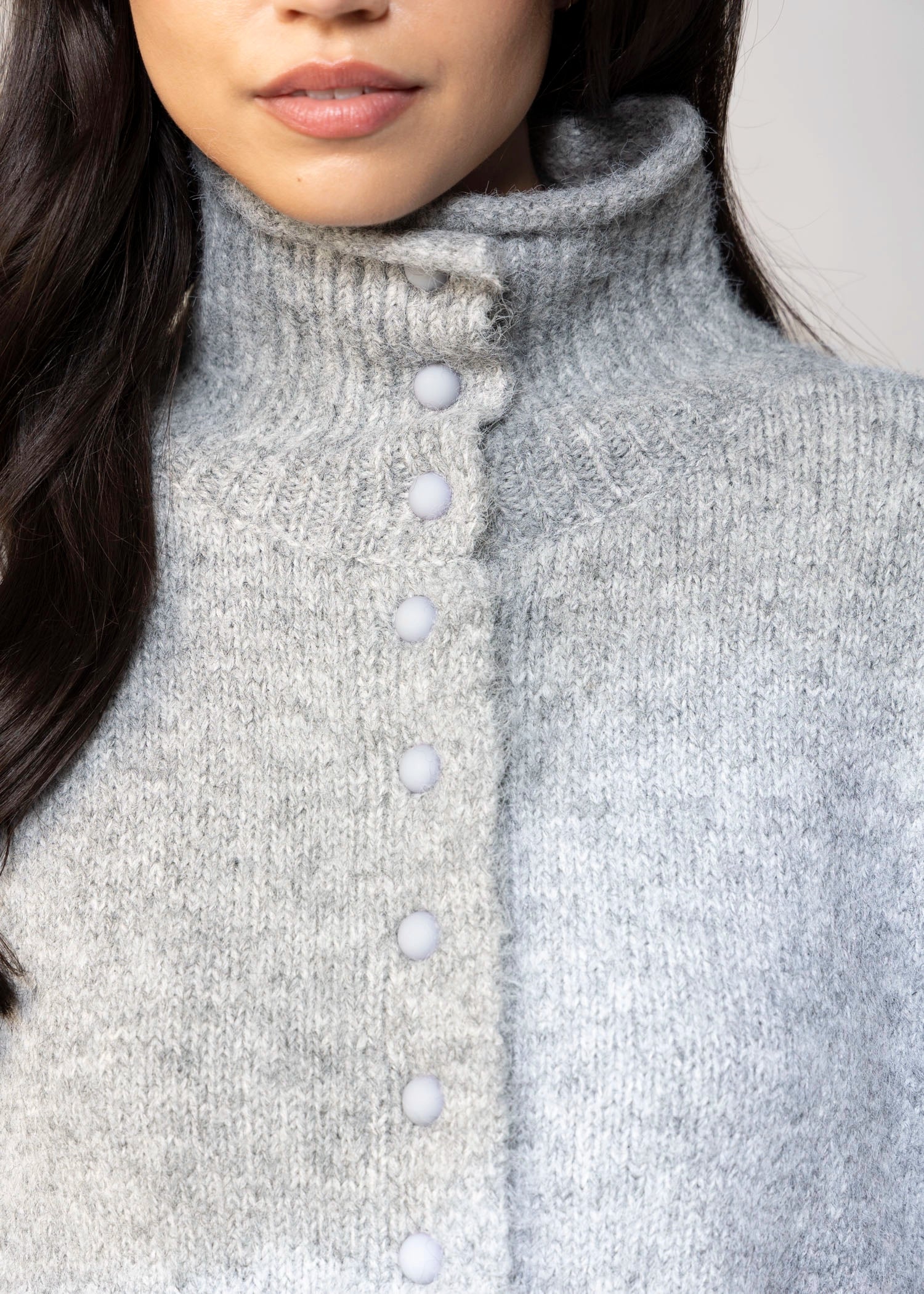 swatch_Grey high neck button front cardigan