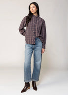 swatch_Navy alexa plaid button down blouse