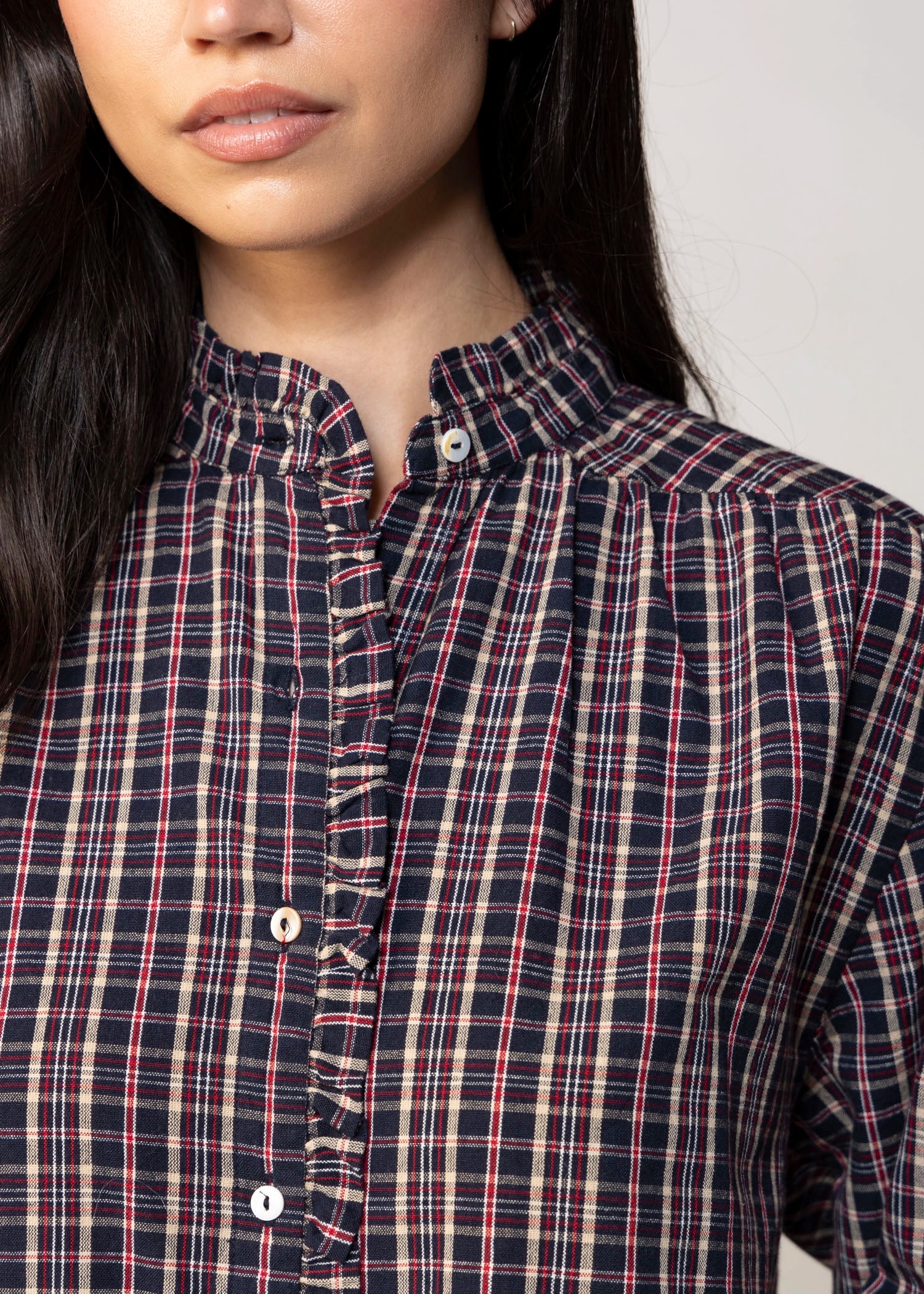 swatch_Navy alexa plaid button down blouse