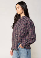 swatch_Navy alexa plaid button down blouse