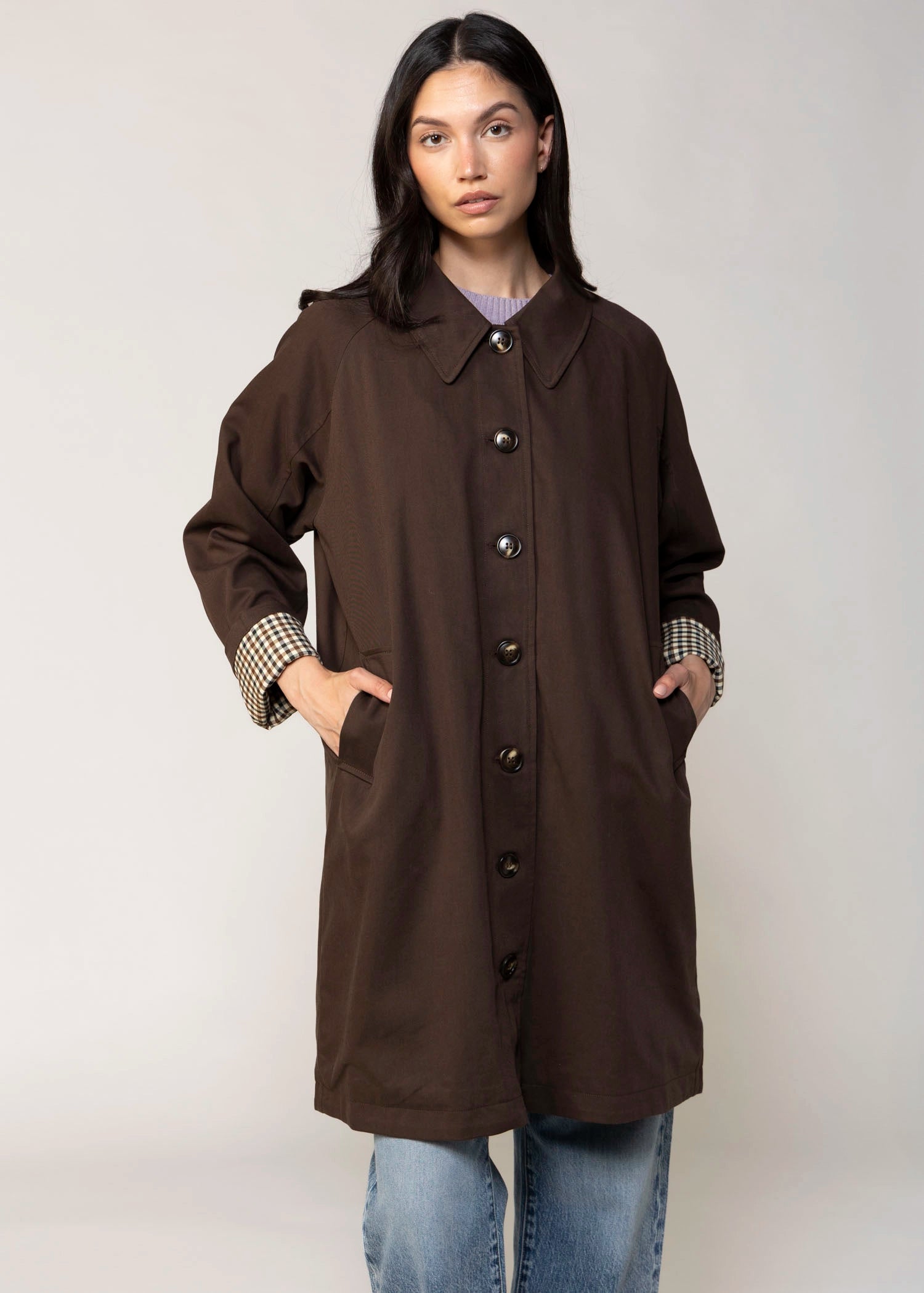 swatch_Brown aaron and amber brown midi trench with inside check