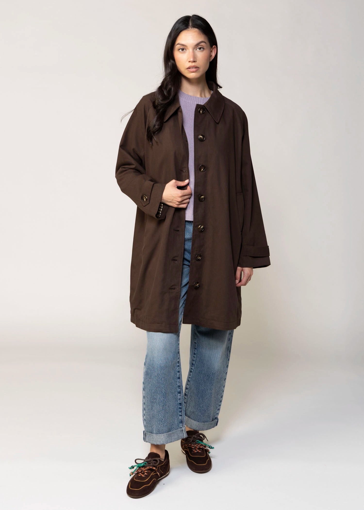swatch_Brown aaron and amber brown midi trench with inside check
