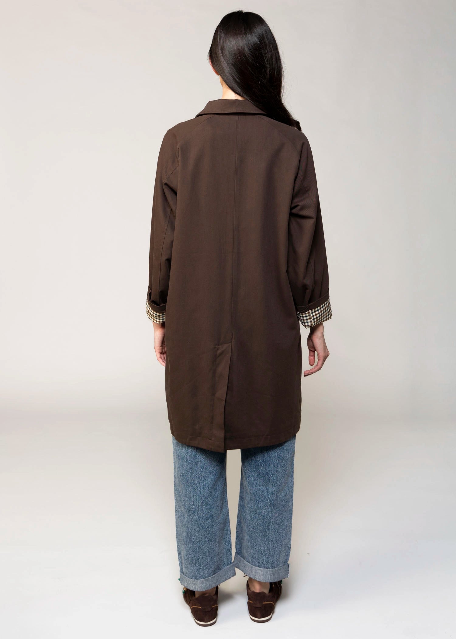 swatch_Brown aaron and amber brown midi trench with inside check