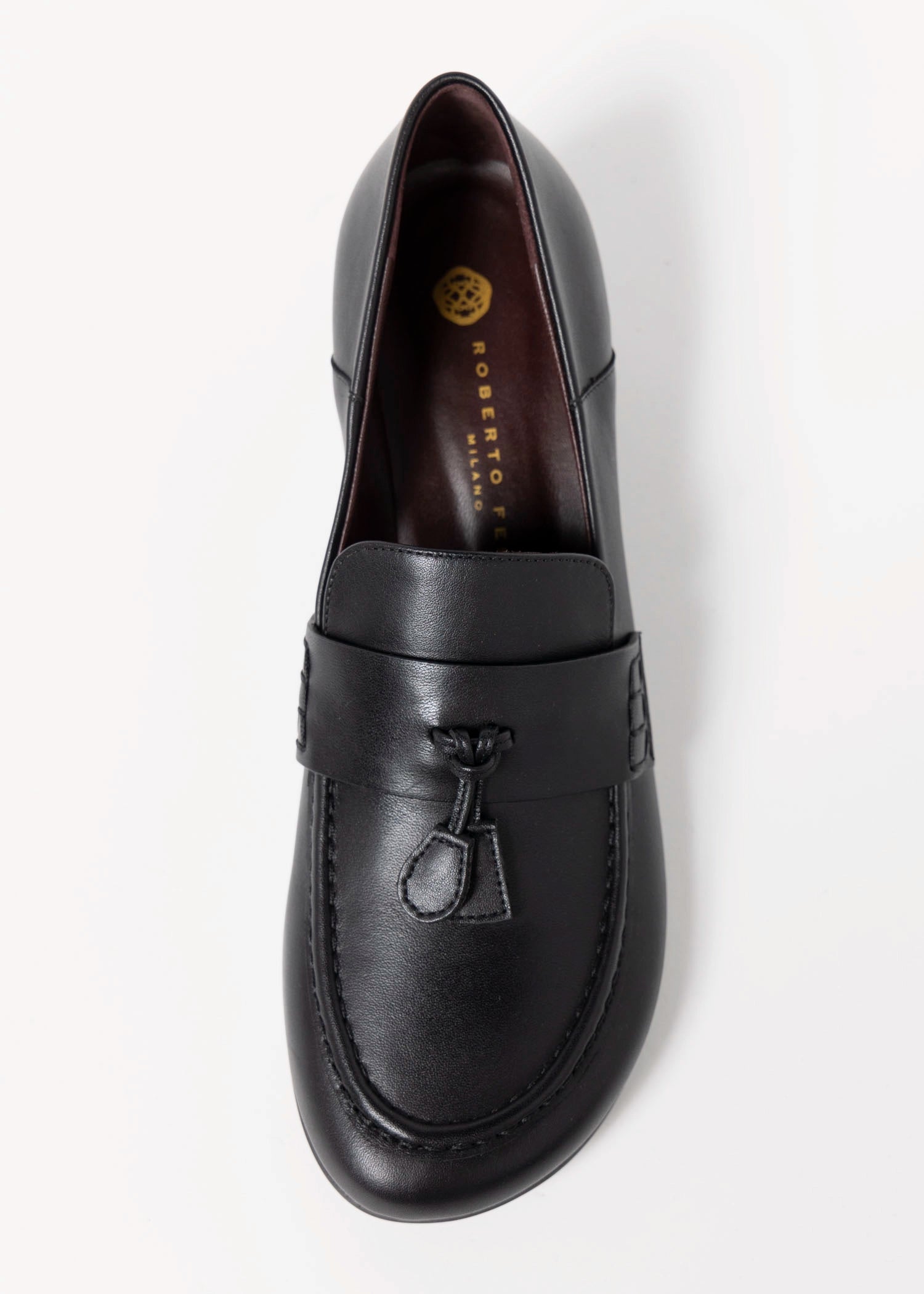swatch_Black Leather roberto festa maeve italian leather heeled loafer