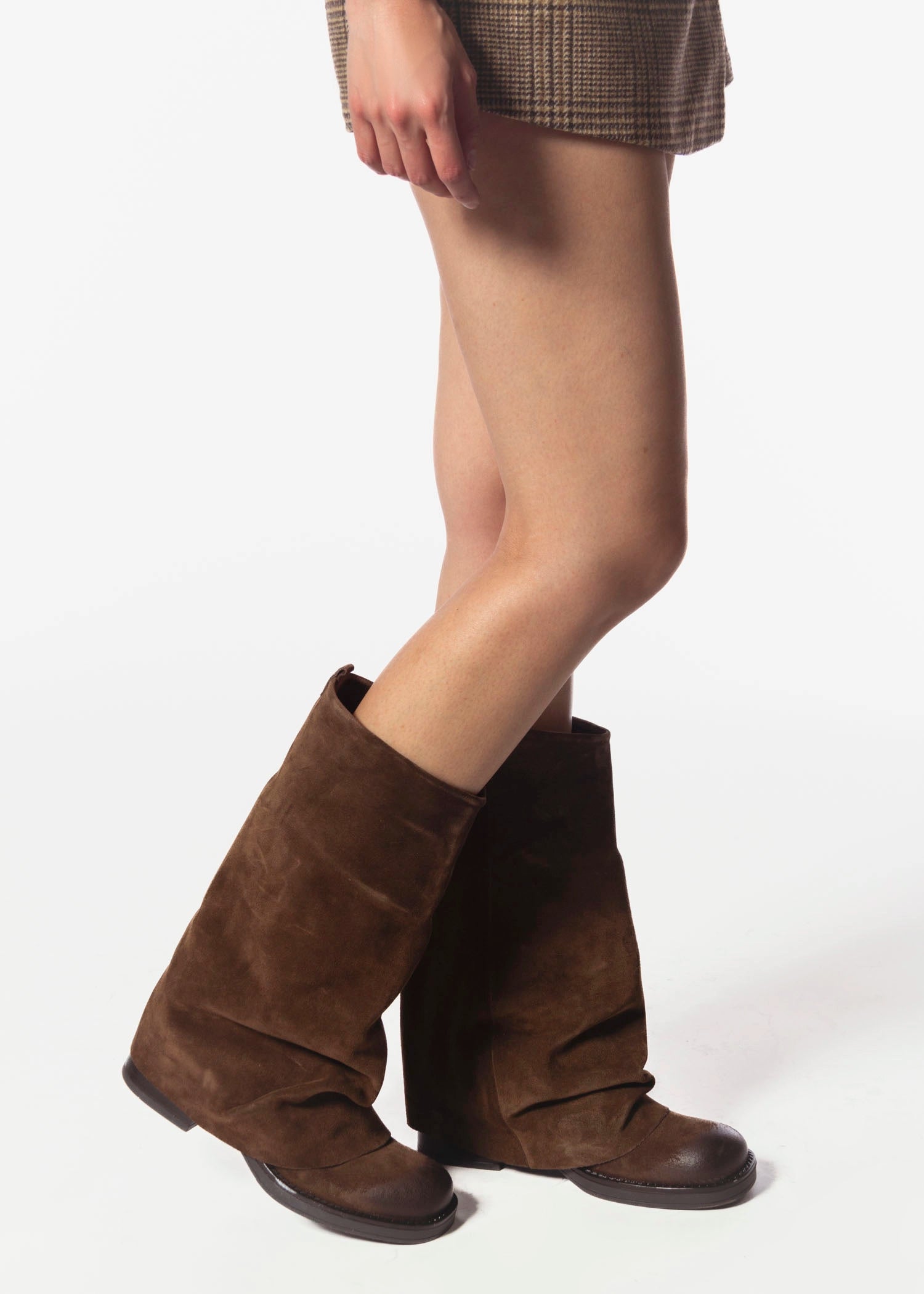 swatch_Brown Suede foldover boot
