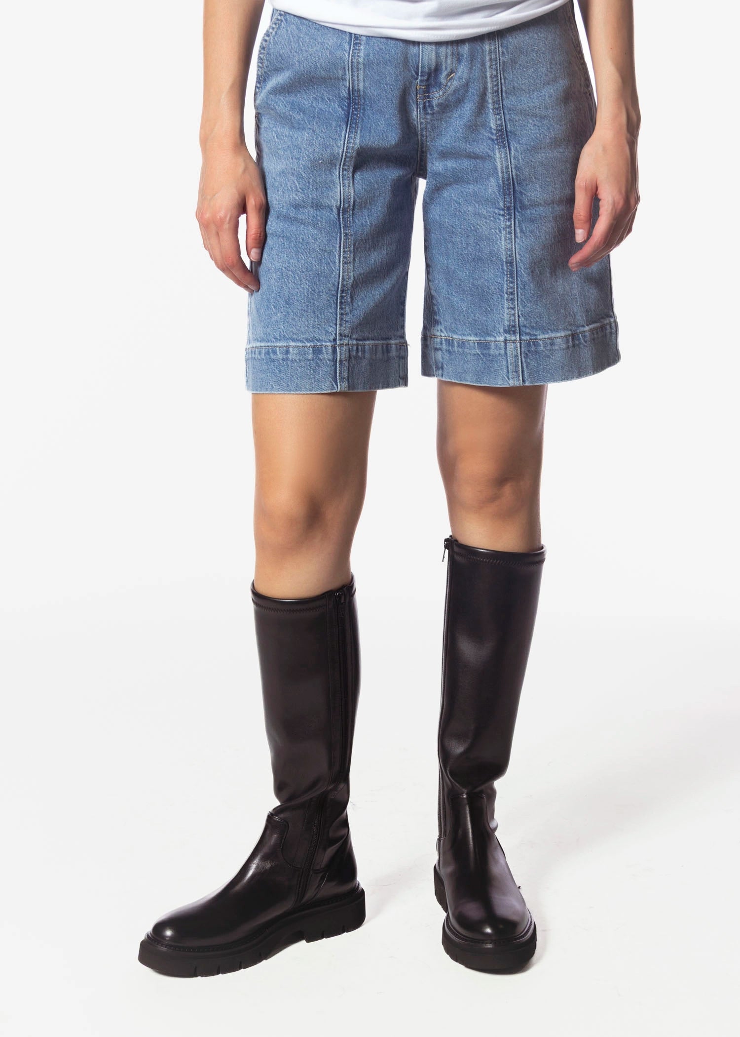 swatch_Black Leather tall stretch boot shoes