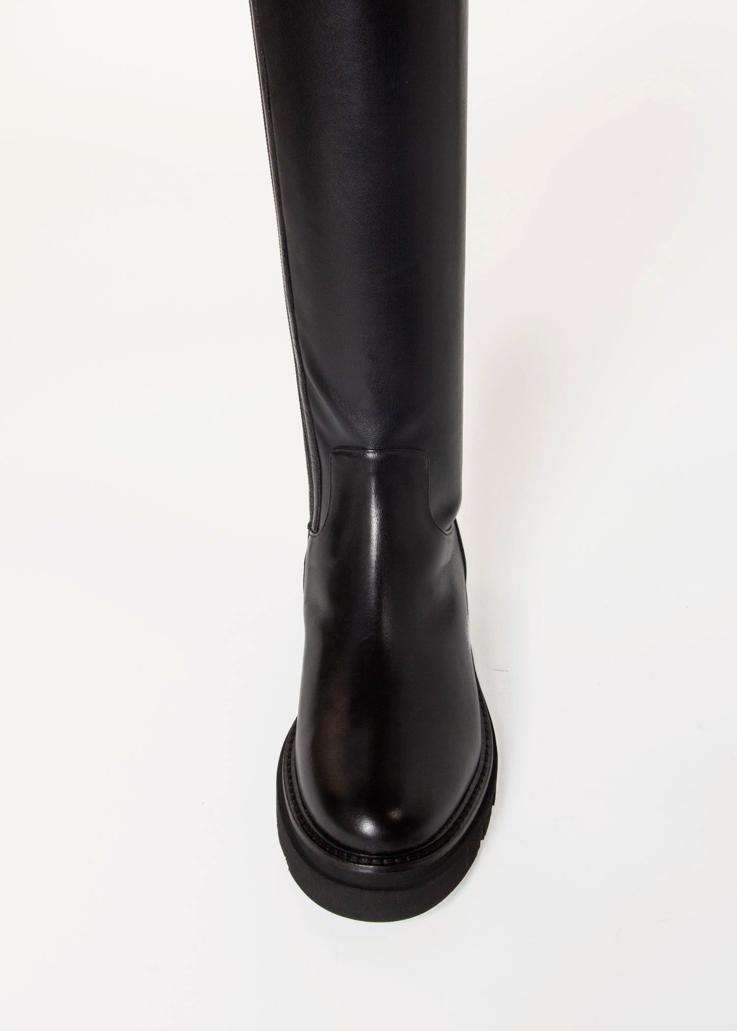 swatch_Black Leather tall stretch boot shoes