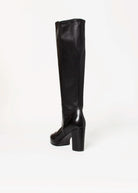 swatch_Black Leather knee high heeled boot boots