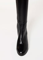 swatch_Black Leather knee high heeled boot boots