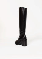 swatch_Black Leather knee high heeled boot boots