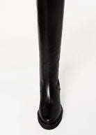 swatch_Black Leather knee high heeled boot boots