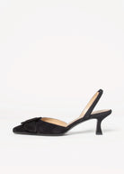 swatch_Black Suede kitten heel slingback shoes