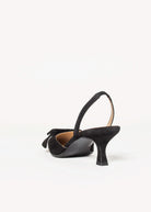 swatch_Black Suede kitten heel slingback shoes
