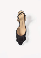 swatch_Black Suede kitten heel slingback shoes