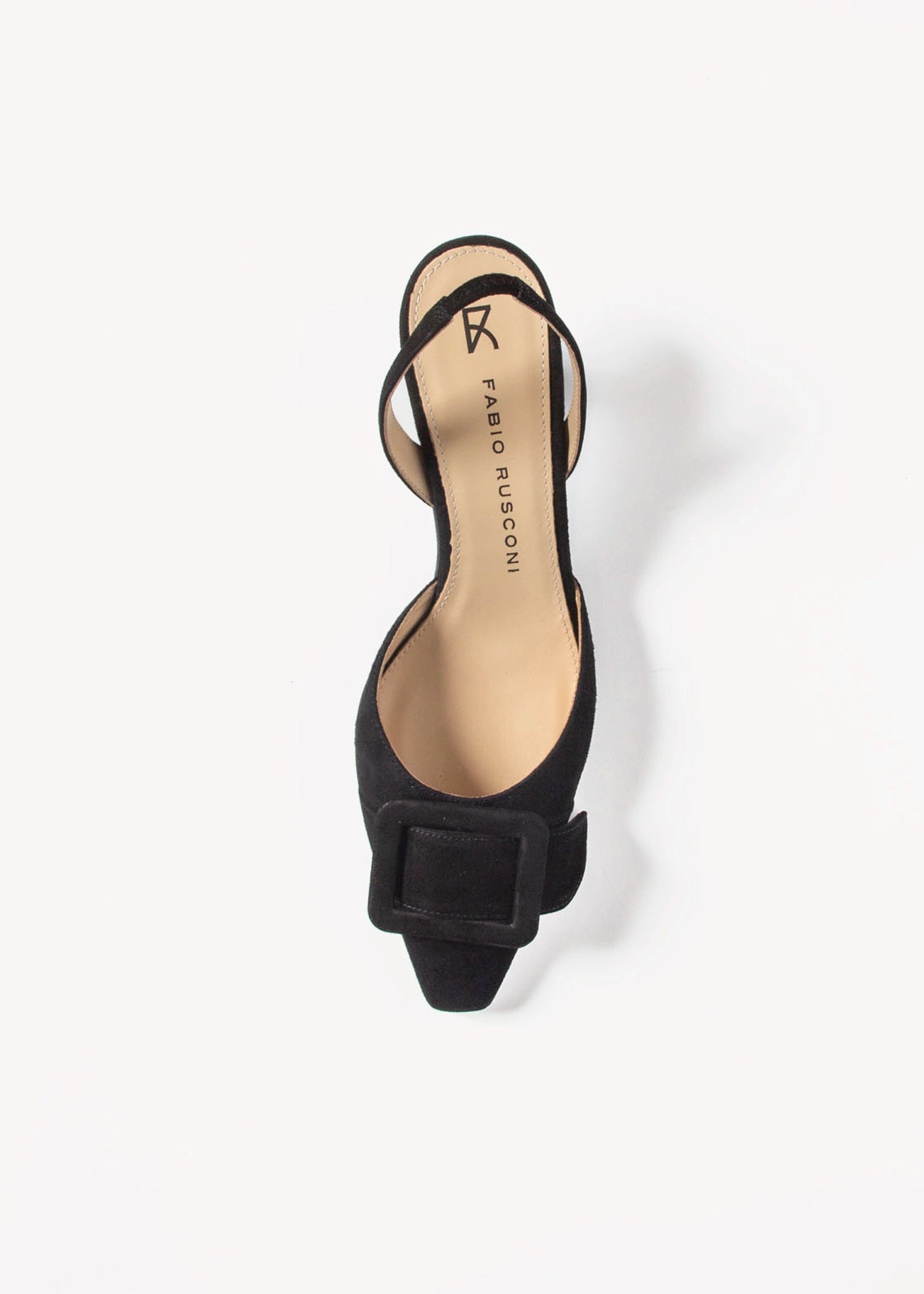 swatch_Black Suede kitten heel slingback shoes