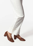 swatch_Brown Leather ruched pump shoes