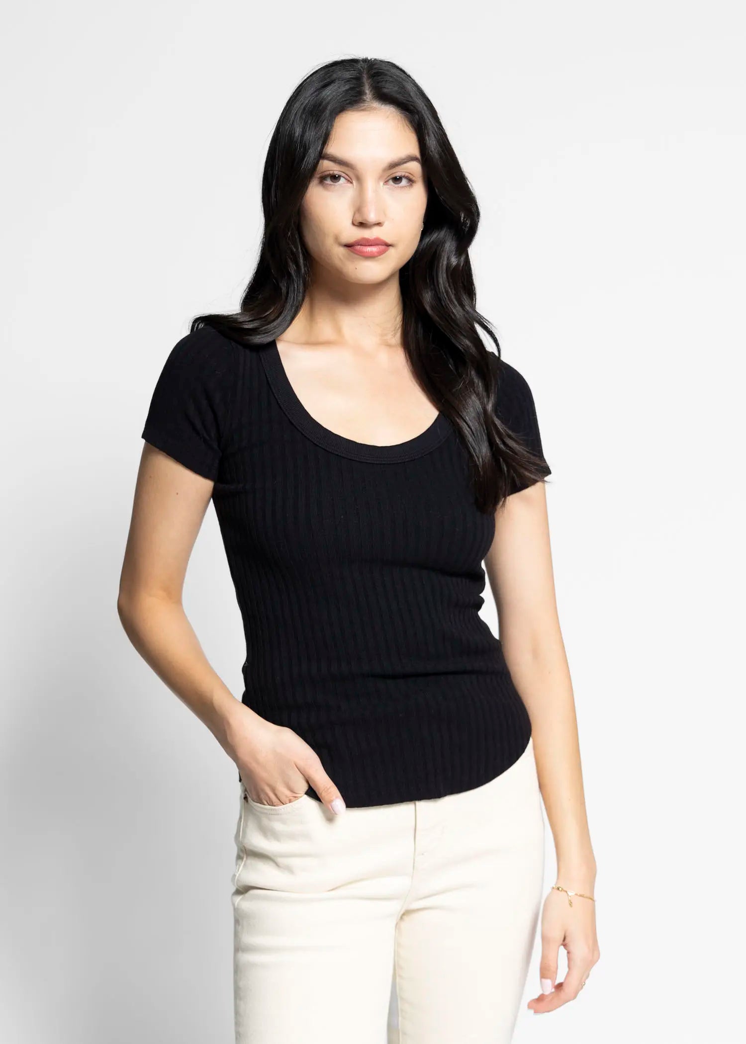 swatch_black julie scoop neck rib tee apparel