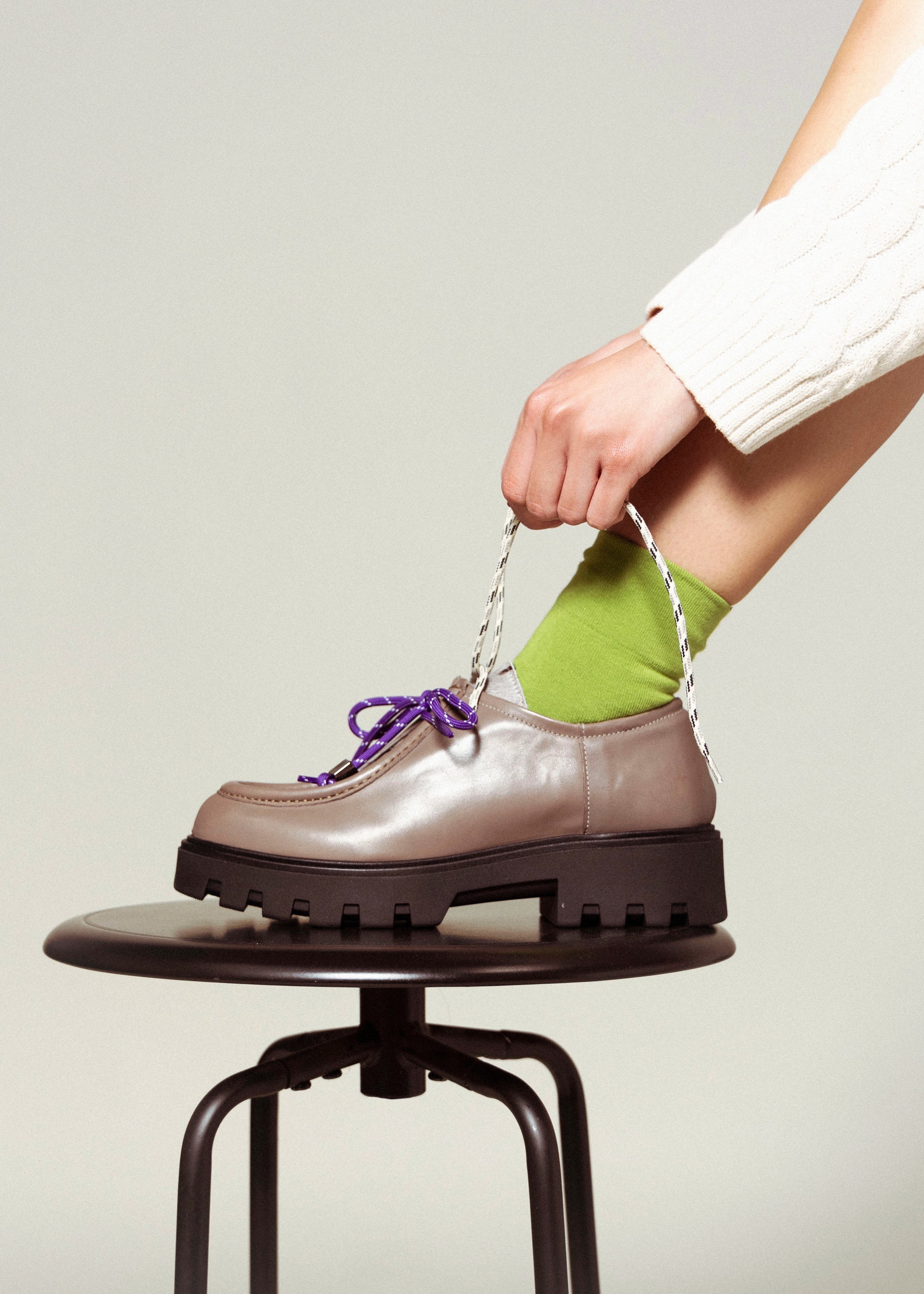 swatch_Grey Leather l'idea italian leather wallabee loafer