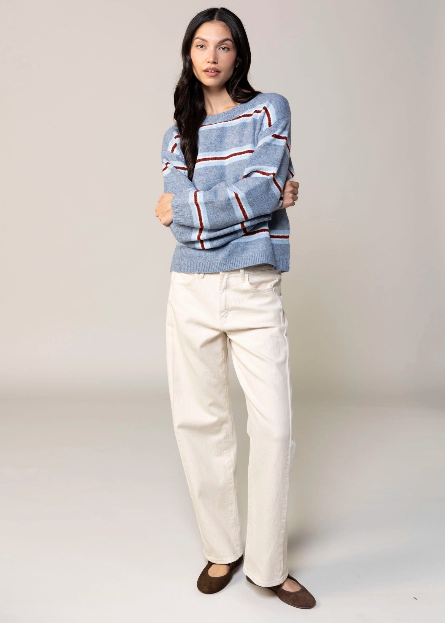 swatch_Blue sadie and sage hudson striped crewneck sweater