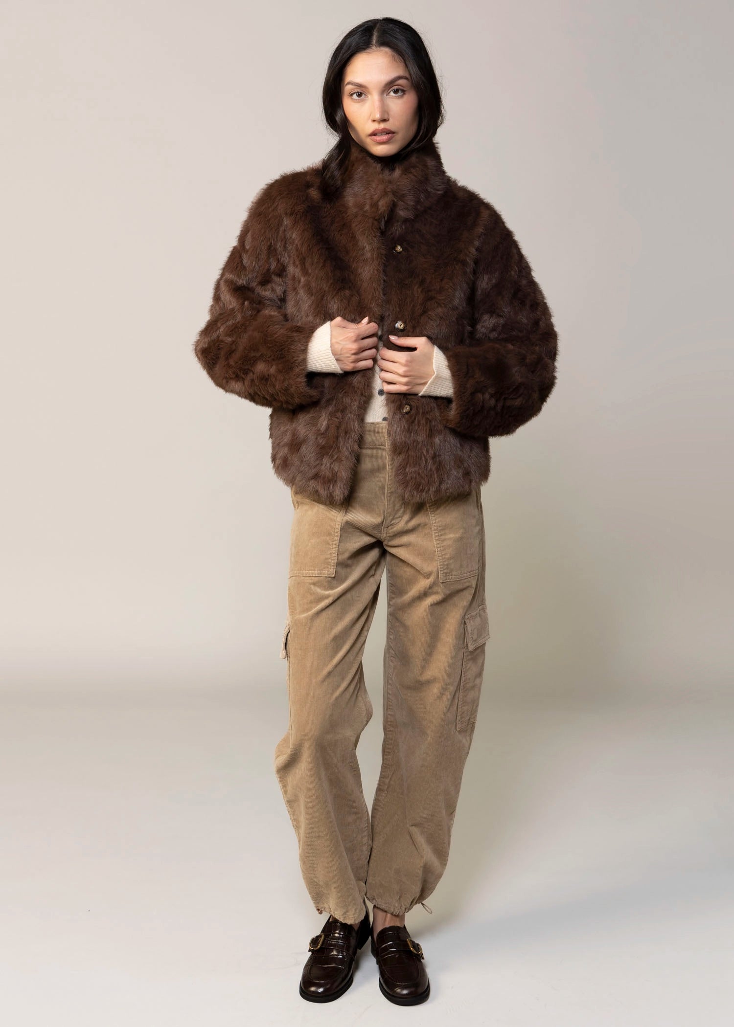 swatch_Chocolate fifteen twenty mackenzie faux leather and fur reversible jacket
