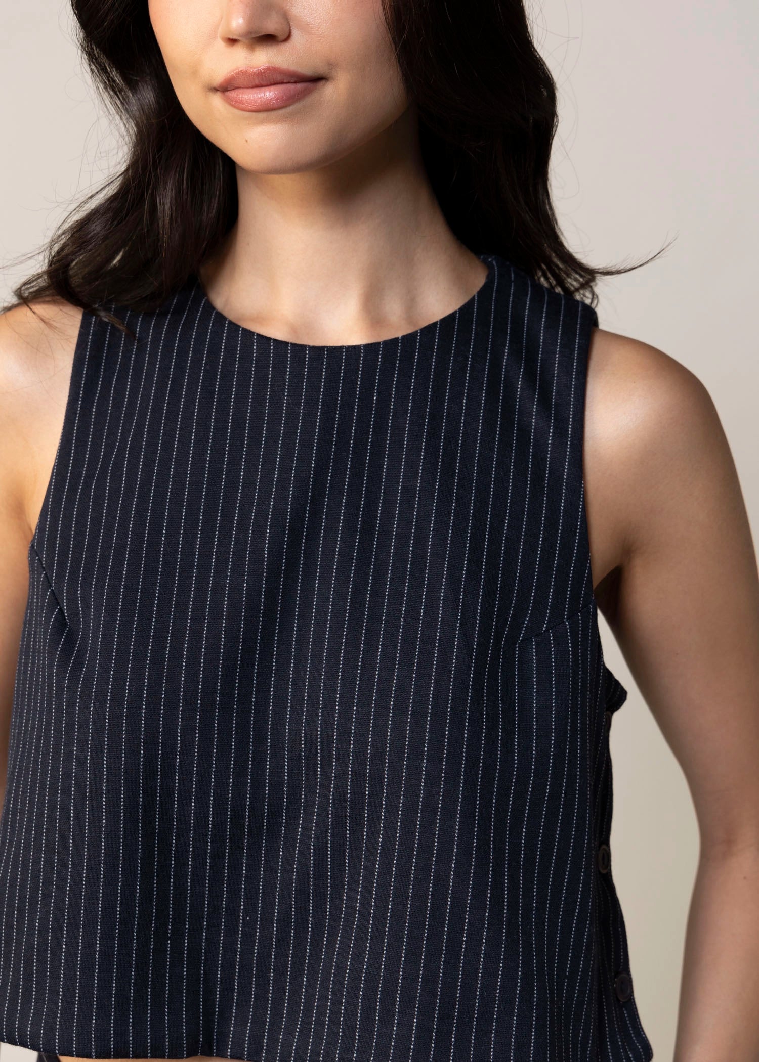swatch_Navy/Ivory sage the label legacy pinstripe top