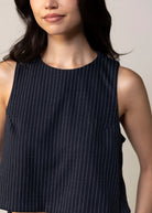 swatch_Navy/Ivory sage the label legacy pinstripe top