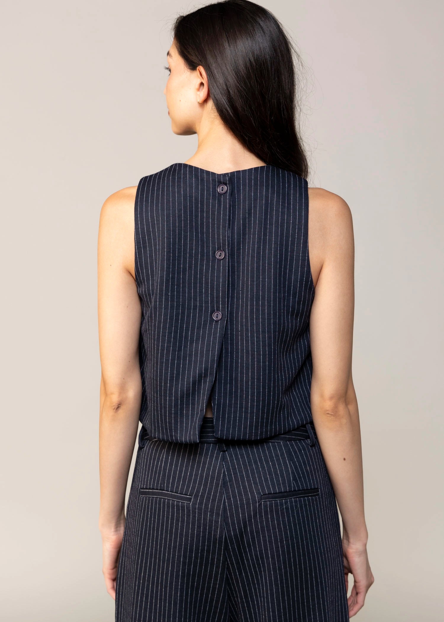 swatch_Navy/Ivory sage the label legacy pinstripe top