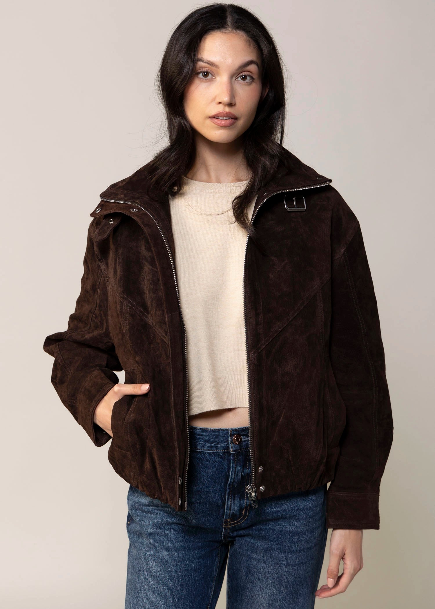 swatch_Brown blank nyc suede funnel neck jacket