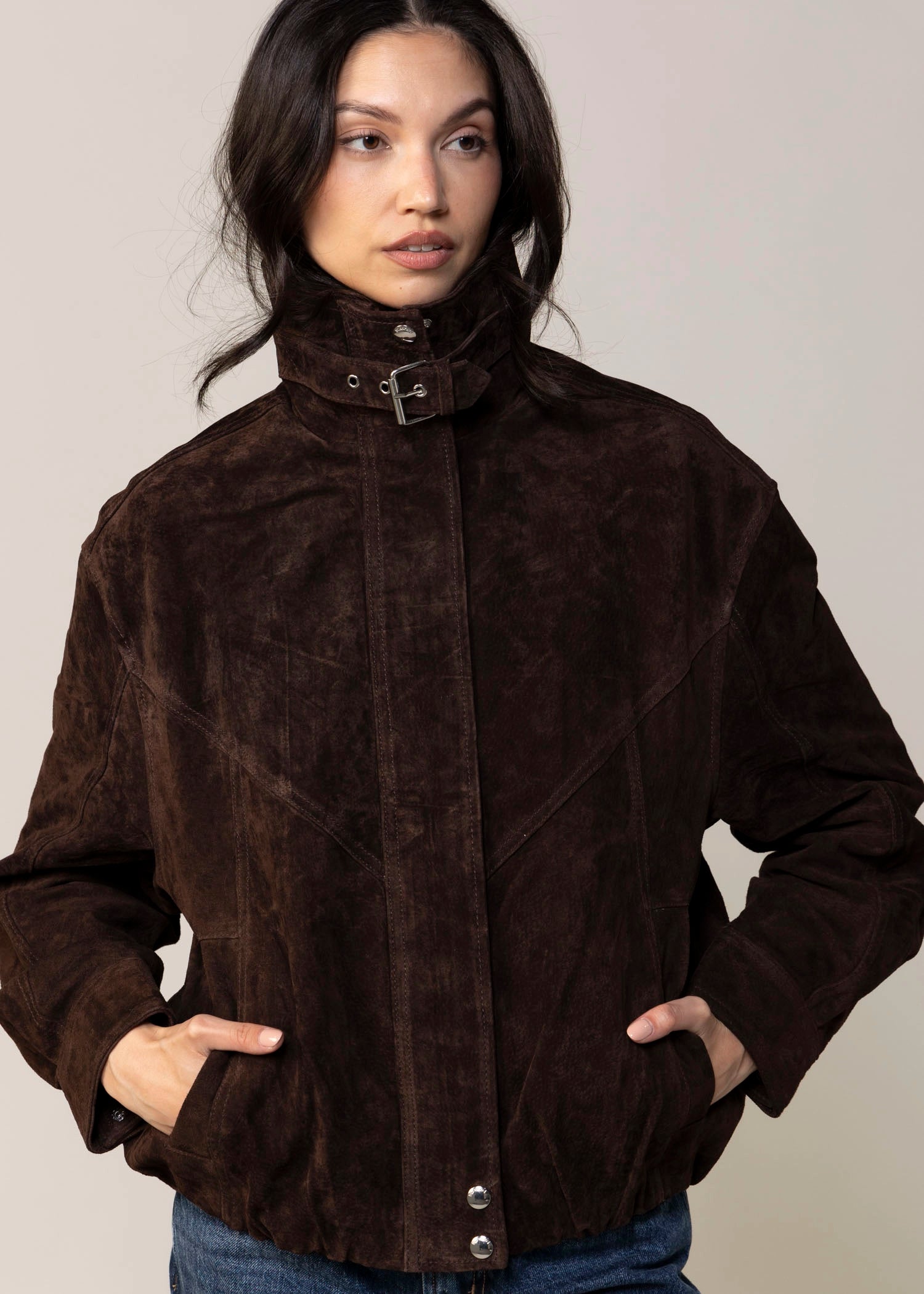 swatch_Brown blank nyc suede funnel neck jacket