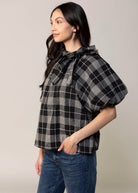 swatch_Black thml puff sleeve plaid top