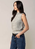 swatch_Ivory/Black sage the label williams sleeveless sweater