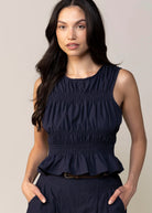 swatch_Navy sadie and sage central park ruched tank