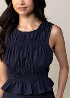 swatch_Navy sadie and sage central park ruched tank