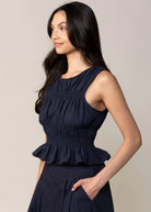 swatch_Navy sadie and sage central park ruched tank