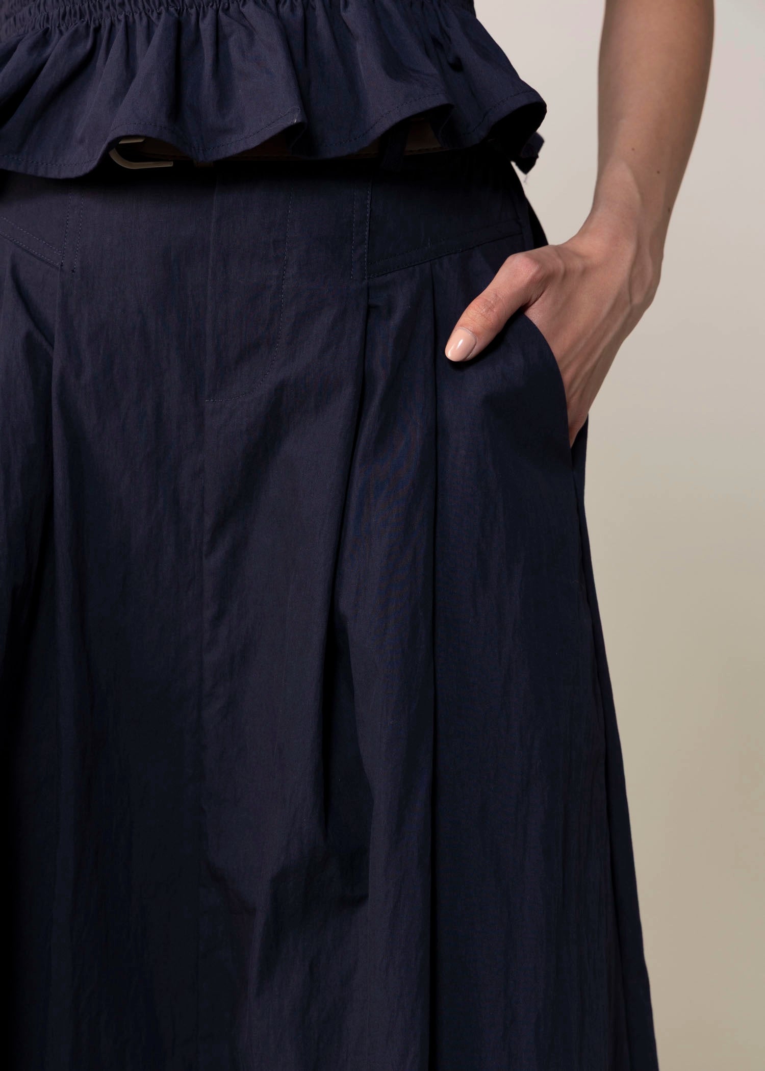 swatch_Navy sadie and sage cotton midi skirt